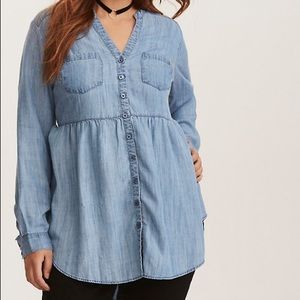 SOLD -NWOT Torrid Chambray Babydoll Tunic - Size 3